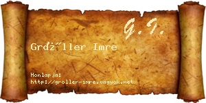 Gröller Imre névjegykártya